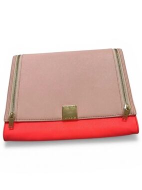 Ted Baker Large Clutch Two-Tone Signature Logo Light and Fluorescent Pink
